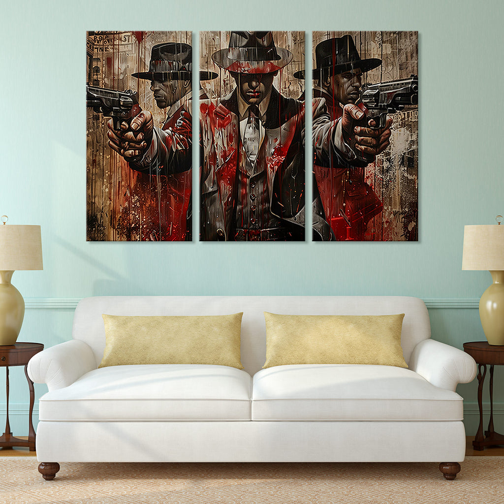 Gangster, Mafia, Vintage, Art, Canvas Print, Crime, Mobster, Noir, Retro, Gang, Thug, Wall Decor, Criminal # 8255