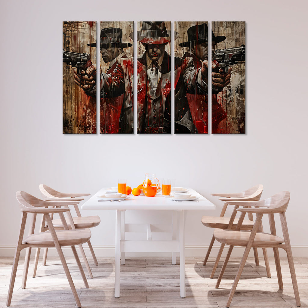 Gangster, Mafia, Vintage, Art, Canvas Print, Crime, Mobster, Noir, Retro, Gang, Thug, Wall Decor, Criminal # 8255