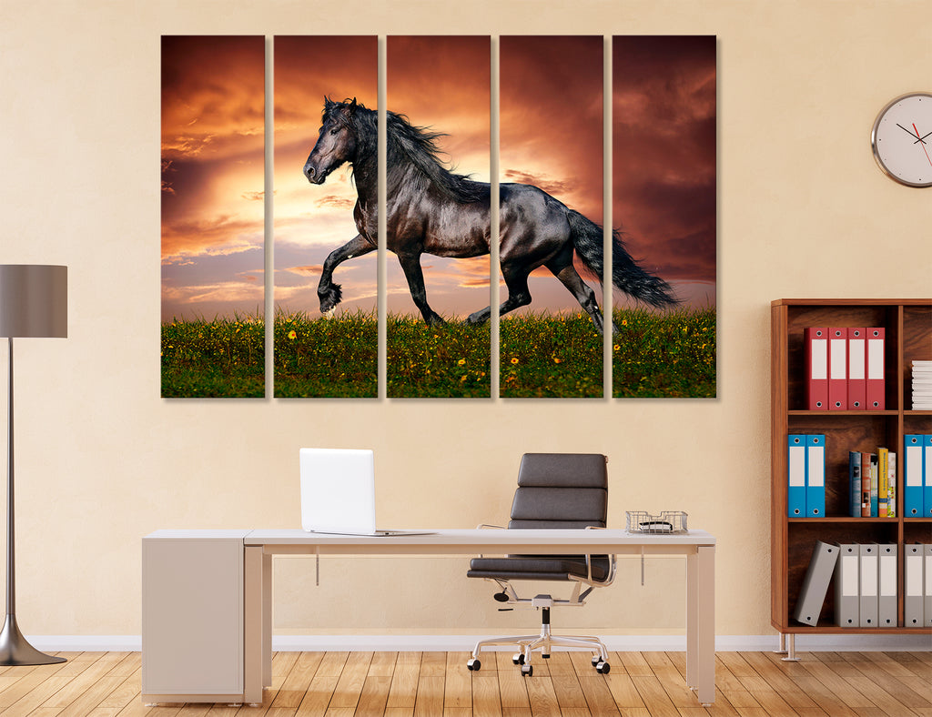 Black Mustang Horse Canvas Print #8062
