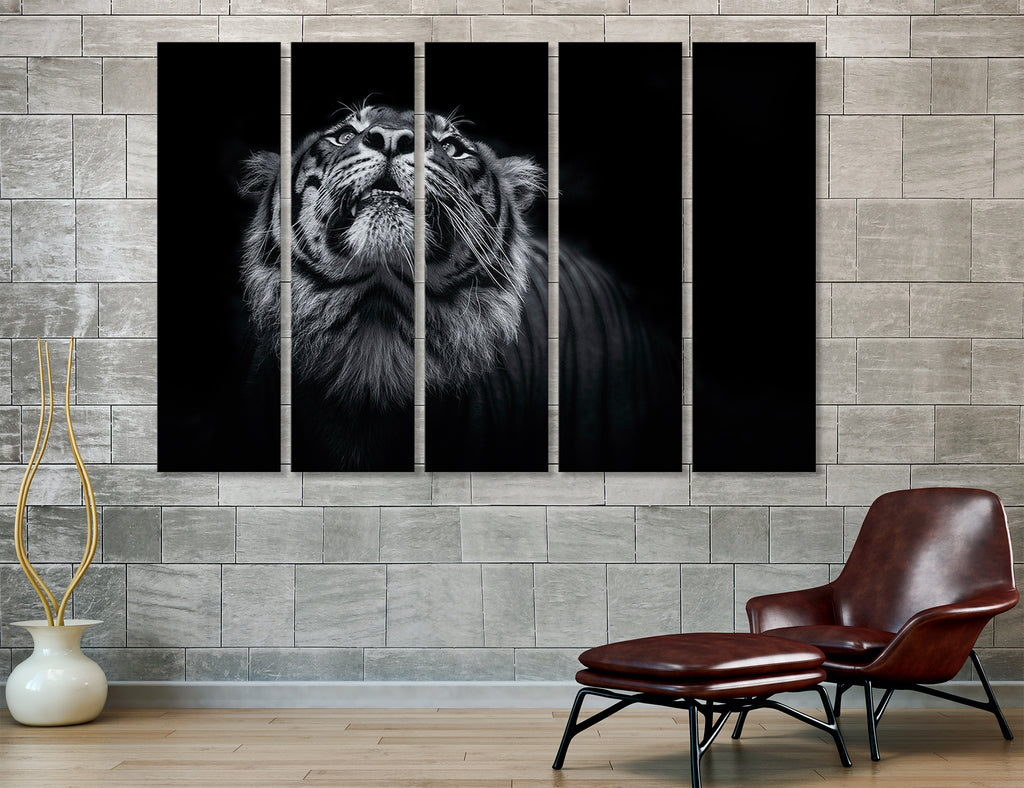BW Tiger Head Canvas Print #8079