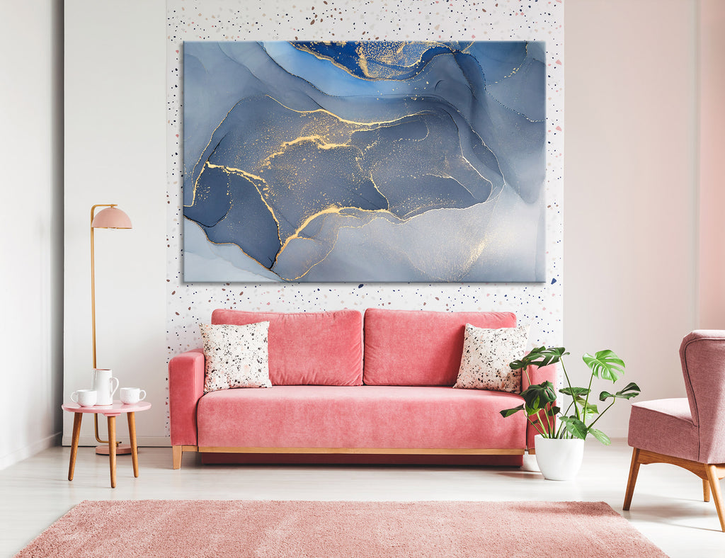Blue Golden Abstract Canvas Print #1250
