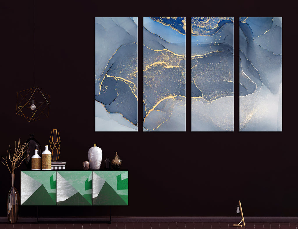 Blue Golden Abstract Canvas Print #1250