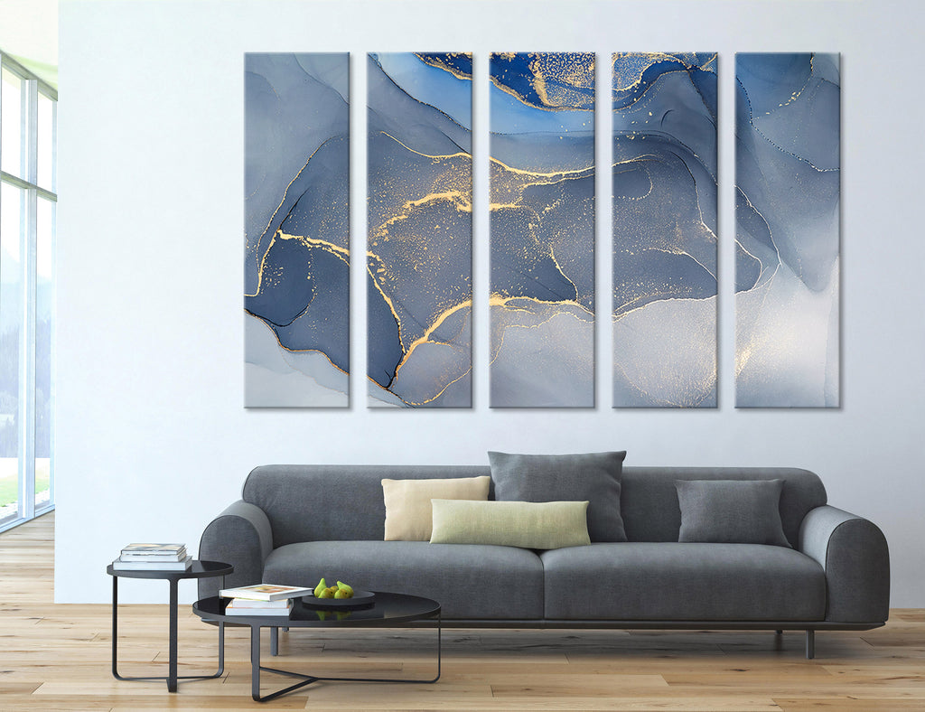 Blue Golden Abstract Canvas Print #1250