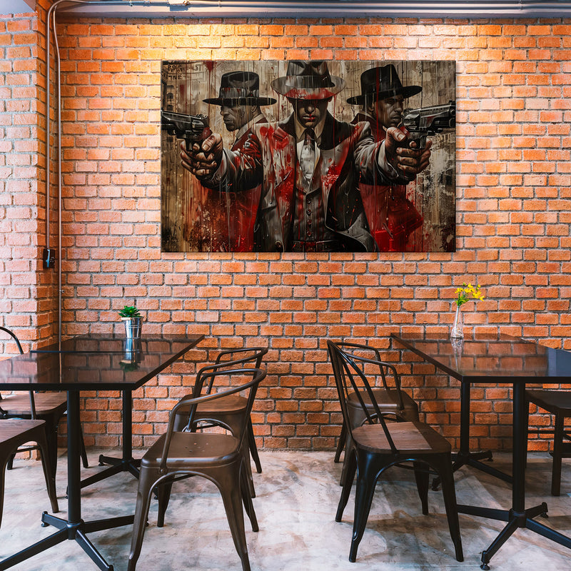 Gangster, Mafia, Vintage, Art, Canvas Print, Crime, Mobster, Noir, Retro, Gang, Thug, Wall Decor, Criminal # 8255