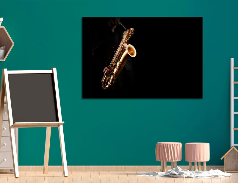 Saxophone on Black Background Canvas Print #2545