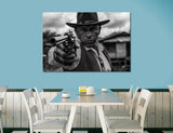 Black and White Portrait of a Gangster Holding a Revolver with Intense Expression # 2551