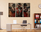 Classic Gangsters in Vintage Painting Style with Dramatic Lighting and Mood Canvas Print # 2549