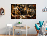 Mafia Gathering in Retro Painting Style with Elegant Outfits and Tense Atmosphere Canvas Print # 2550