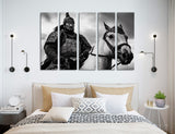 Mongolian Warrior in Armor on Horseback, Historical Canvas Print, Epic Warrior Art, Stretched Canvas Wall Decor#2547