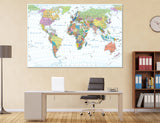 World Map Push Pin Canvas Print #5006