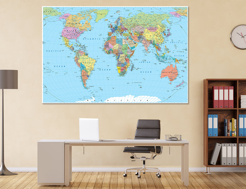 Detailed World Map Canvas Print #5001