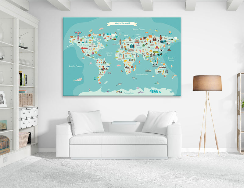 Best World Maps for Kids Canvas Print #5065