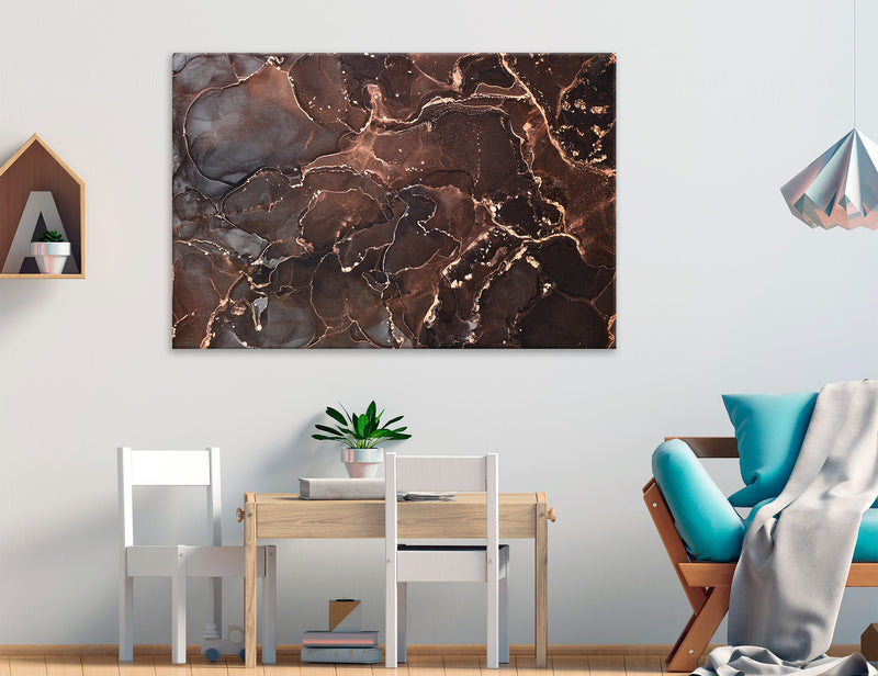 Gold Brown Abstract Canvas Print #1339