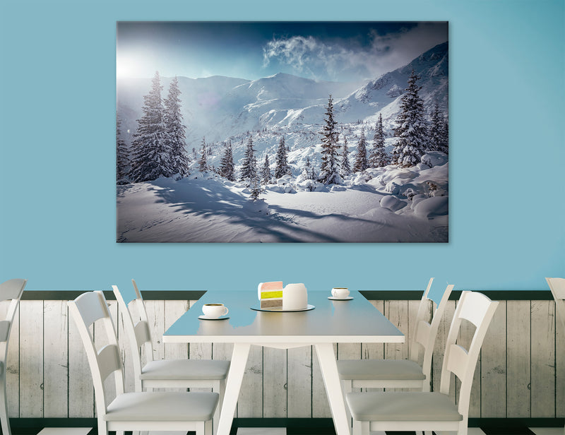 Lighted Winter Scene Picture Canvas Print #7604