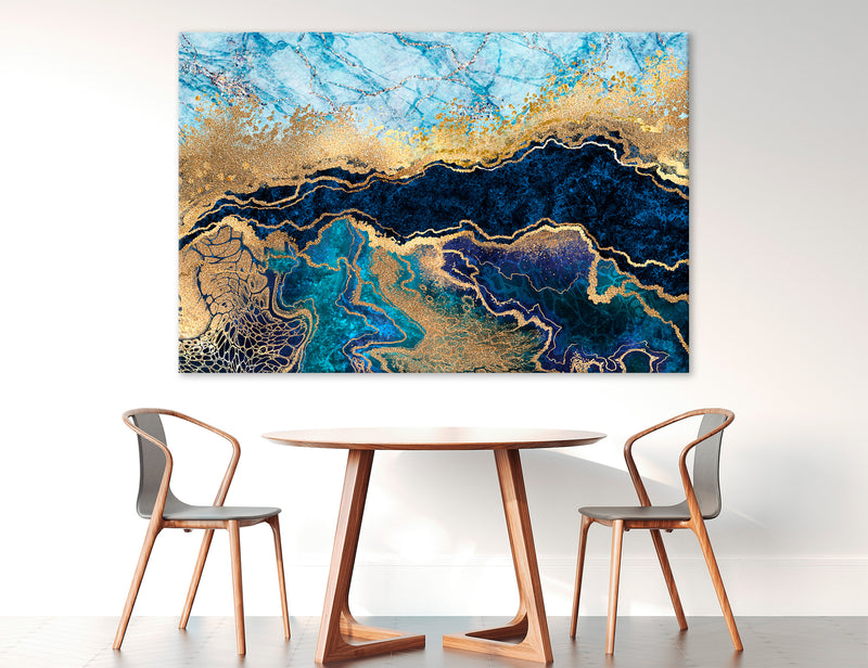 Blue and Gold Art Decor Canvas Print #1344