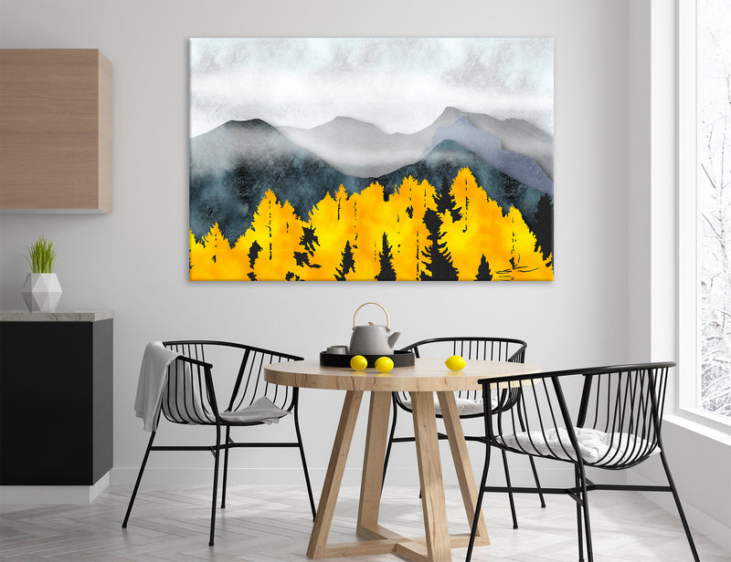 Yellow Grey Abstract Canvas Print #7595
