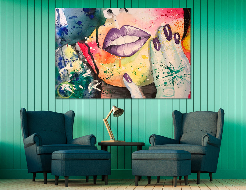 Abstract Sexy Lips Canvas Print #1162