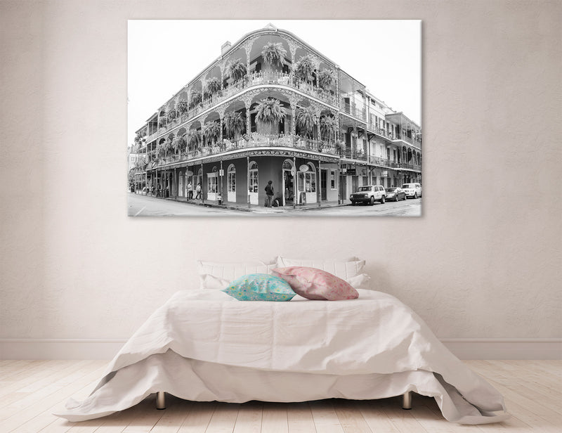French Quarter BW Art Canvas Print #9232