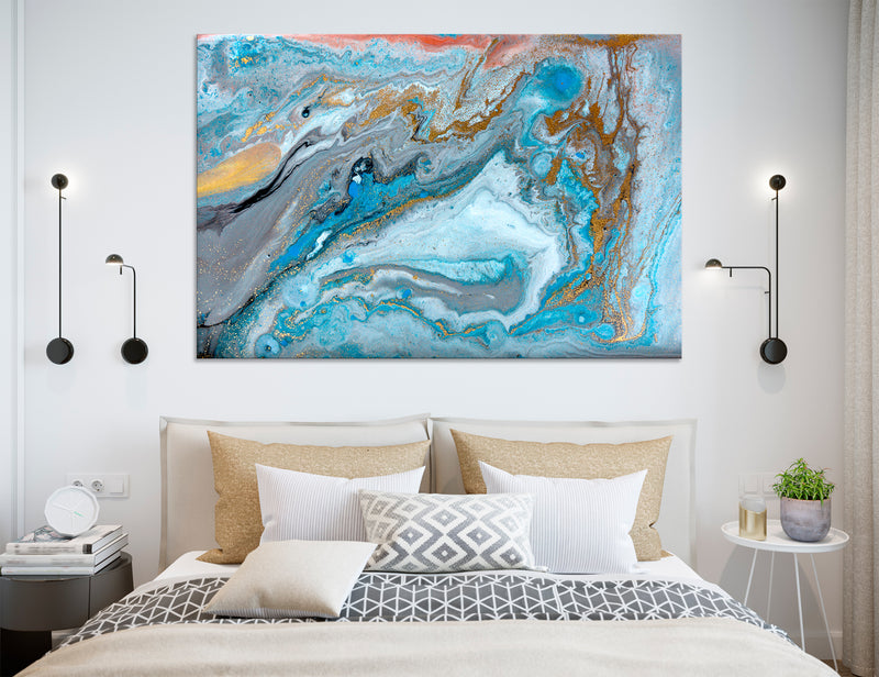 Blue Marble Wall Art Canvas Print #1216