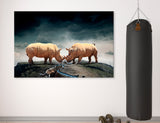 Rhino Battle Canvas Print #8209
