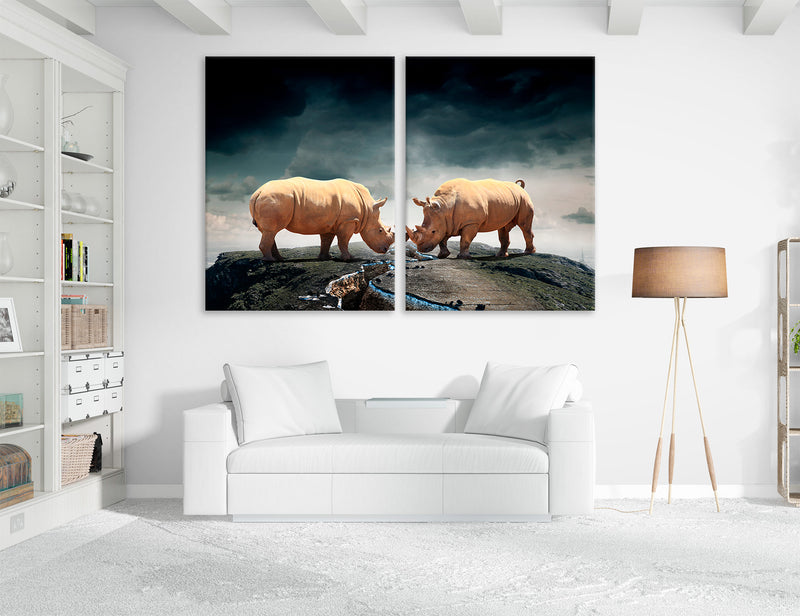 Rhino Battle Canvas Print #8209