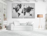 BW World Map Canvas Print #5025
