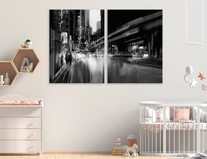 Black and White Urban Abstract Canvas Print #1337