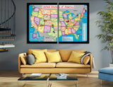 Nursery USA Map Canvas Print #5011