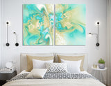 Turquoise Yellow Abstract Canvas Print #1002