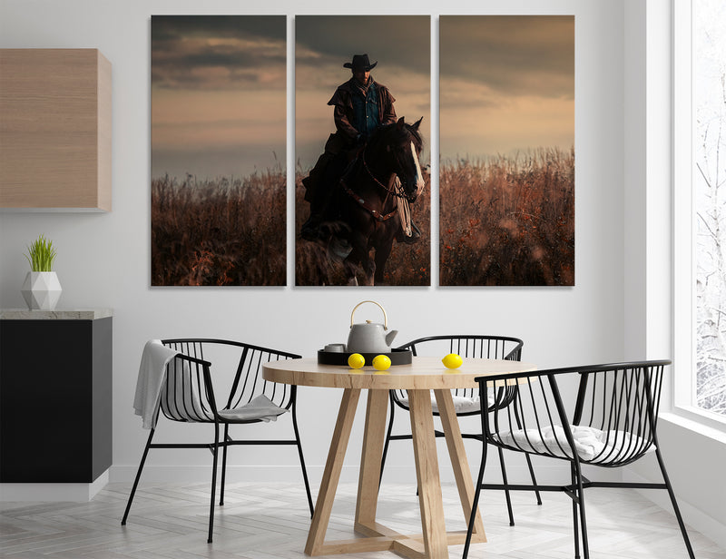 Cowboy on Horse Canvas Print #2524