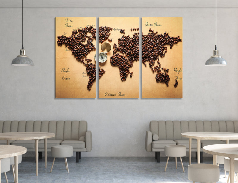 Coffee Map Canvas Print #5017