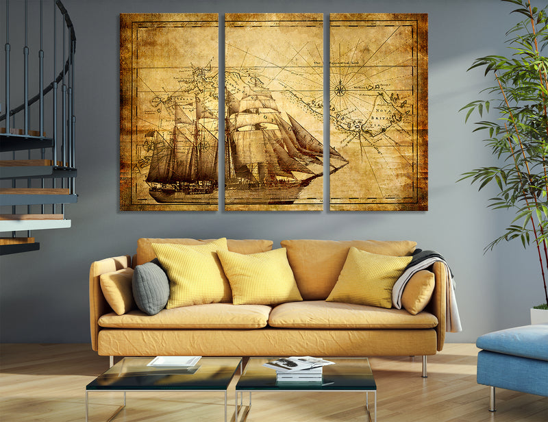Vintage Sea Map Canvas Print #5008