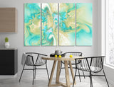 Turquoise Yellow Abstract Canvas Print #1002