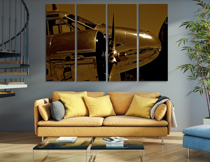 Bronze Airplane Canvas Print #3029