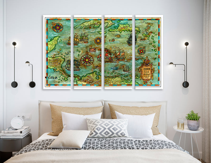 Caribbean Islands Map Canvas Print #5057