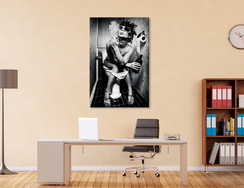 Girl Smoking Toilet Canvas Prints #6627