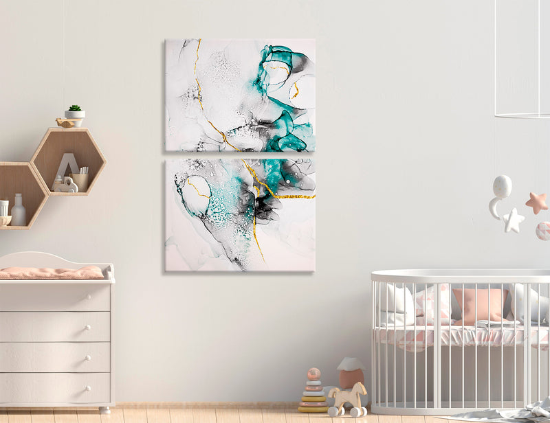 Turquoise Gold Marble Canvas Print #1350