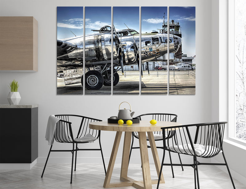 Silver Vintage Aircraft Canvas Print #3026