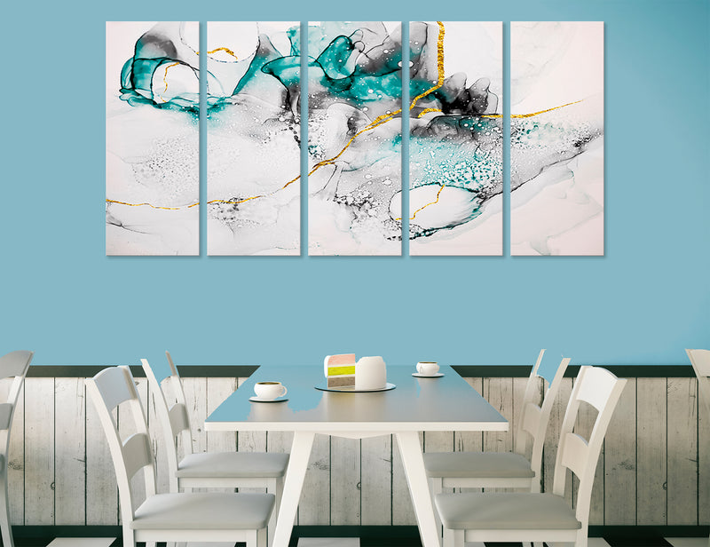 Bright Blue Marble Canvas Print #1234