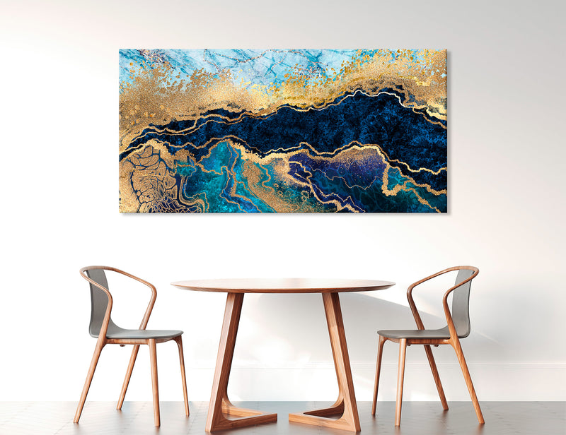 Golden Blue Marble Canvas Print #1348