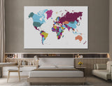 Violet World Map Canvas Print #5032