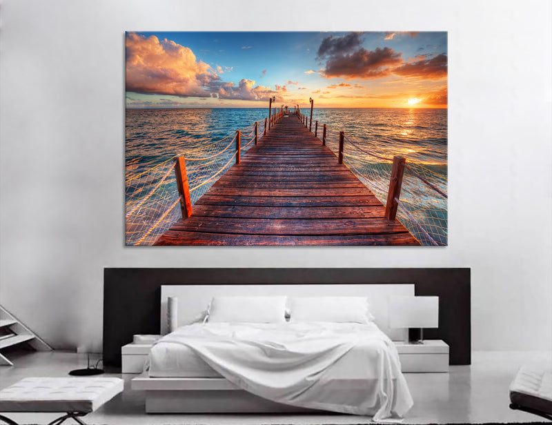 Sunrise on a Sea Pier Canvas Print #7167