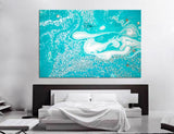 Turquoise Silver Abstract Canvas Print #1032