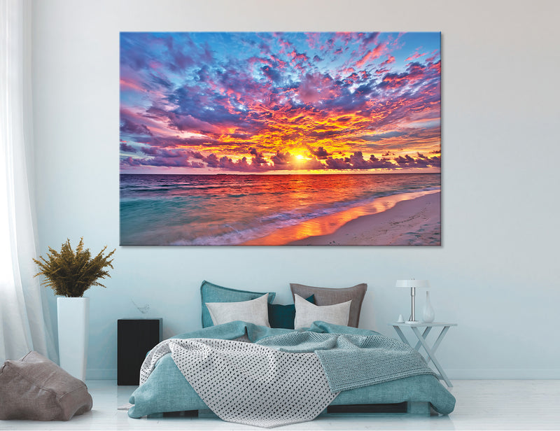 Beach Sunset Canvas Print #7252