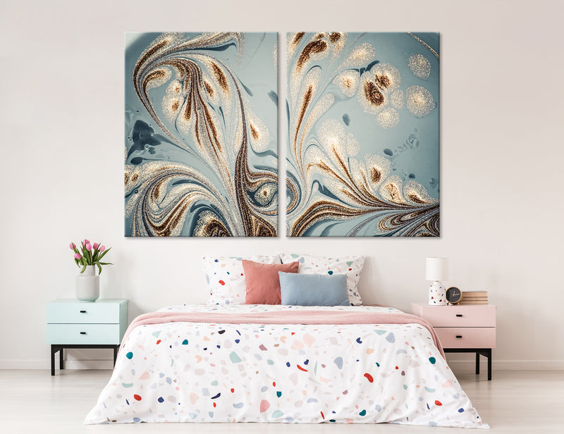 Blue Gold Abstract Canvas Print #1018