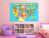 USA Map for Kids Room Canvas Print #5046