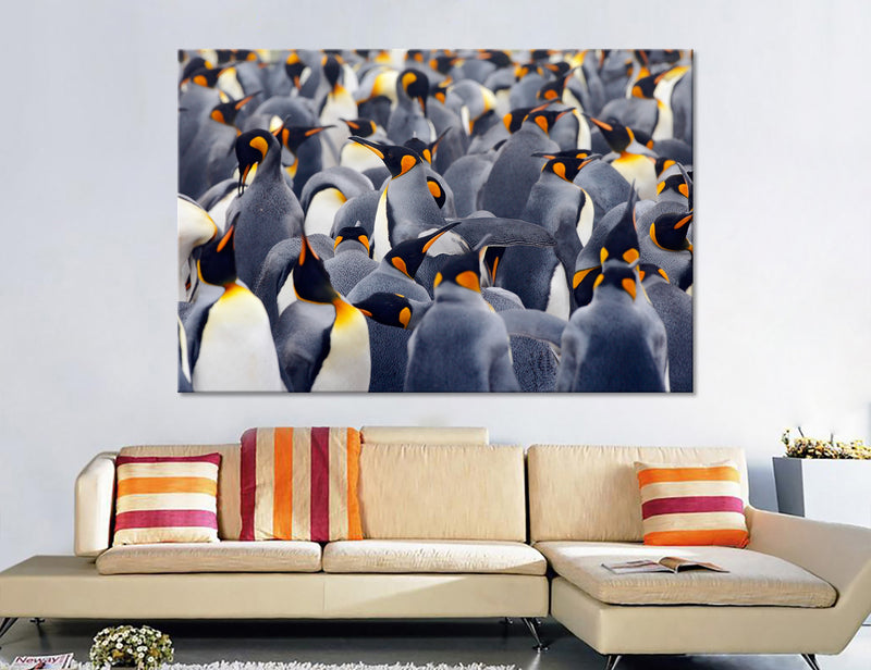 Flock of Penguins Canvas Print #8016