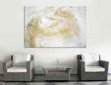 White Gold Abstract Canvas Print #1016
