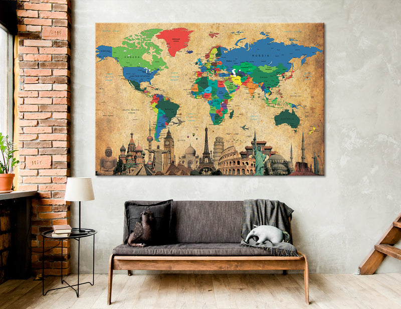 Artistic World Map Canvas Print #5020