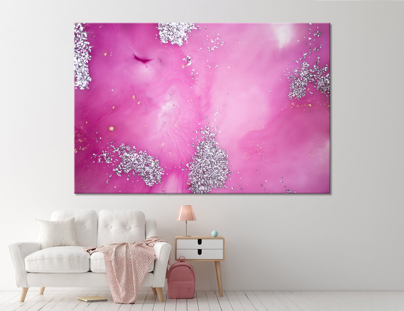 Pink Silver Abstract Canvas Print 